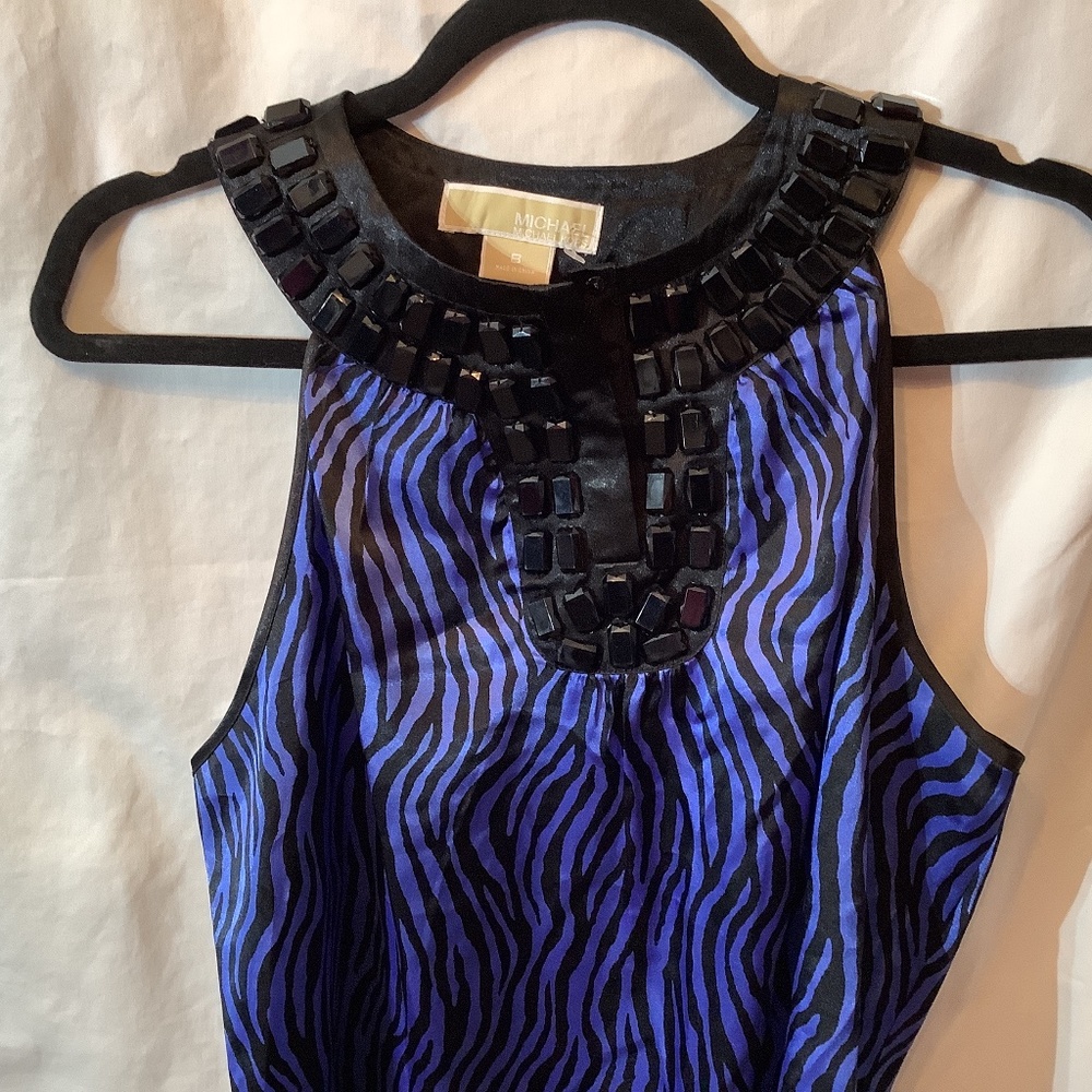 EUC Michael Kors blue/black‎ sleeveless blouse